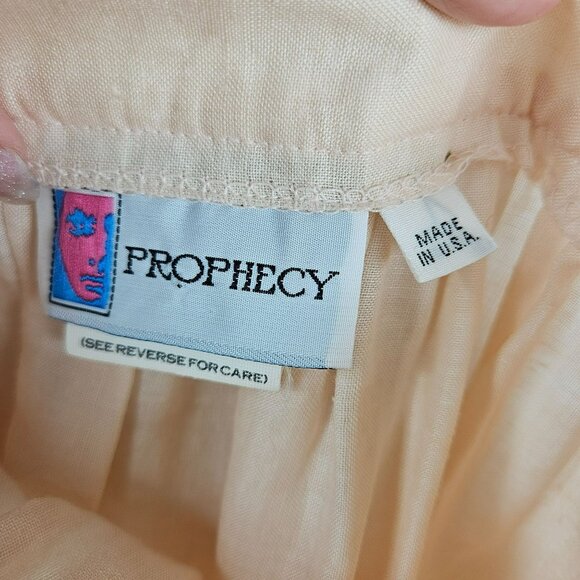 Vintage Prophecy Womens 6 Linen Midi Skirt Peach Boho Pockets Beachy Coastal - Picture 2 of 9